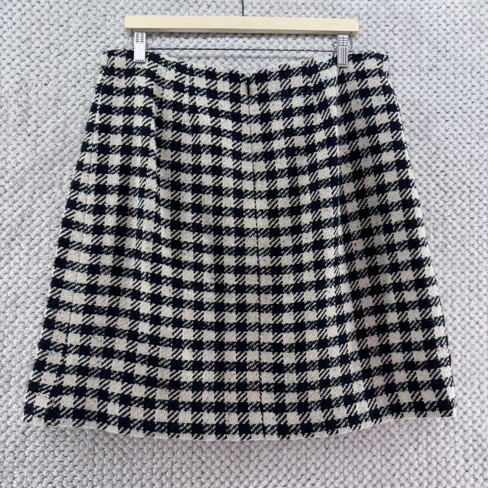 Talbots Skirt Womens 12 Black White Checked Plaid Wool Tweed Pleated Academia - Picture 5 of 9